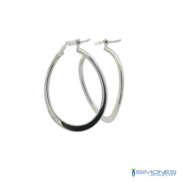 14K White Gold Hoops Image 3 Simones Jewelry, LLC Shrewsbury, NJ