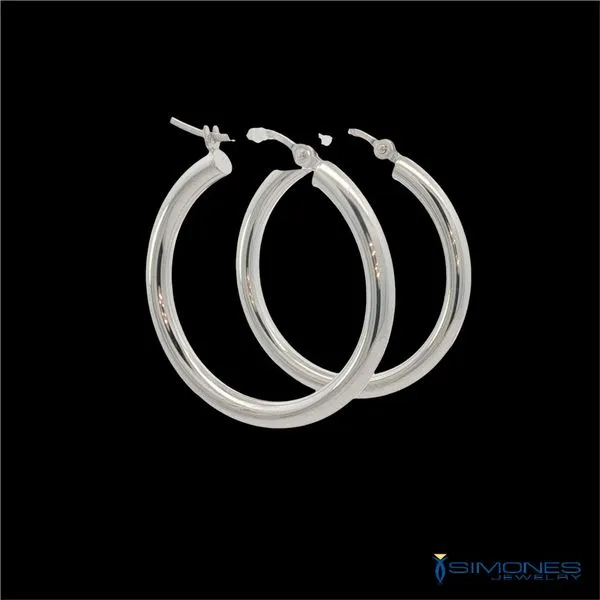 14K White Gold Hoops Image 2 Simones Jewelry, LLC Shrewsbury, NJ