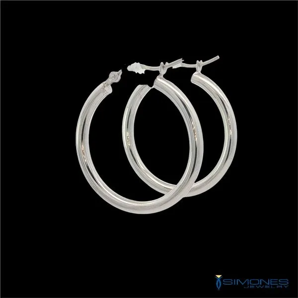 14K White Gold Hoops Image 3 Simones Jewelry, LLC Shrewsbury, NJ
