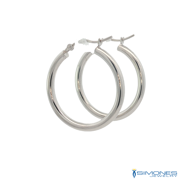 14K White Gold Hoops Image 3 Simones Jewelry, LLC Shrewsbury, NJ