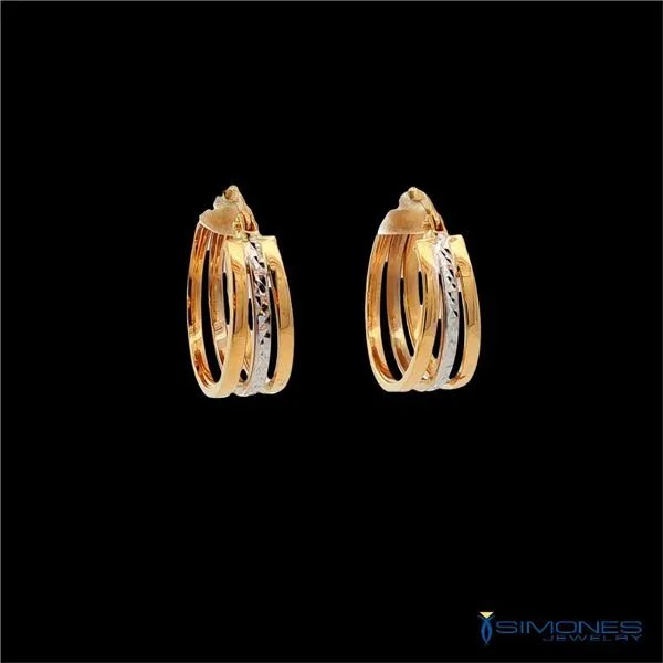 14K Yellow & White Gold Earrings Image 2 Simones Jewelry, LLC Shrewsbury, NJ