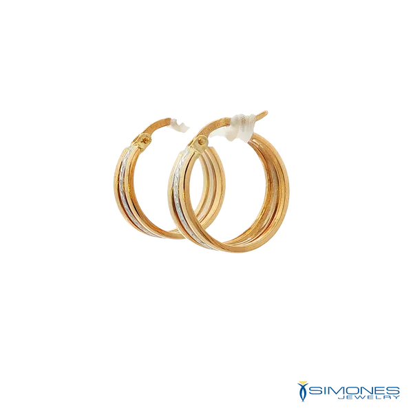 14K Yellow & White Gold Earrings Image 3 Simones Jewelry, LLC Shrewsbury, NJ