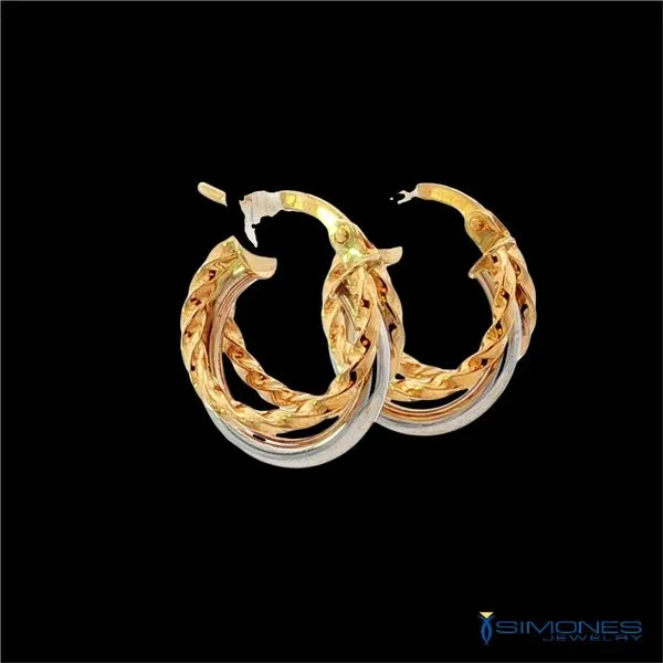 14K Yellow & White Gold Earrings Image 2 Simones Jewelry, LLC Shrewsbury, NJ