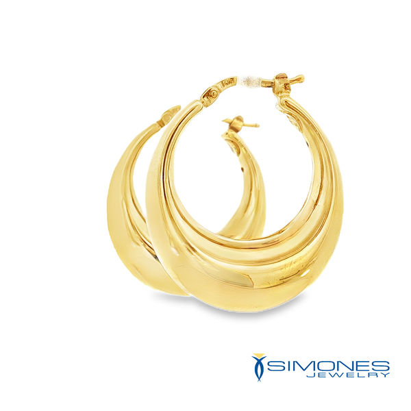 14K Yellow Hoop Earrings Image 2 Simones Jewelry, LLC Shrewsbury, NJ