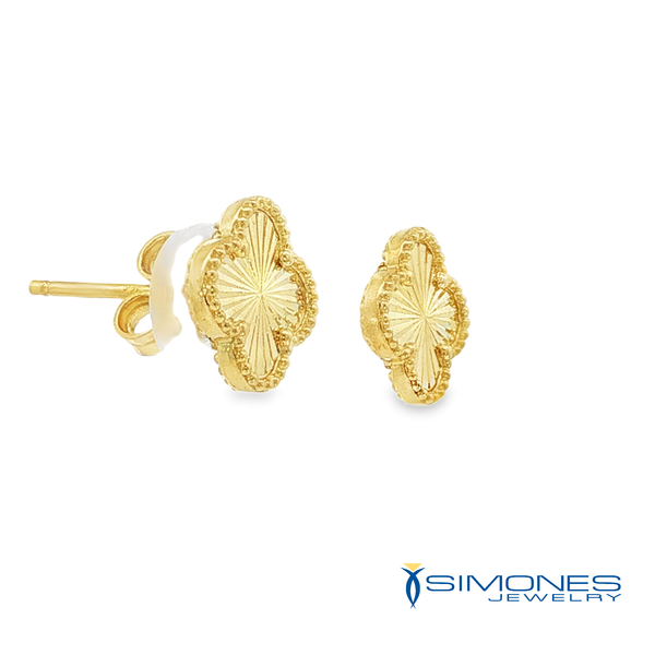14K Yellow Clover Earrings Image 2 Simones Jewelry, LLC Shrewsbury, NJ