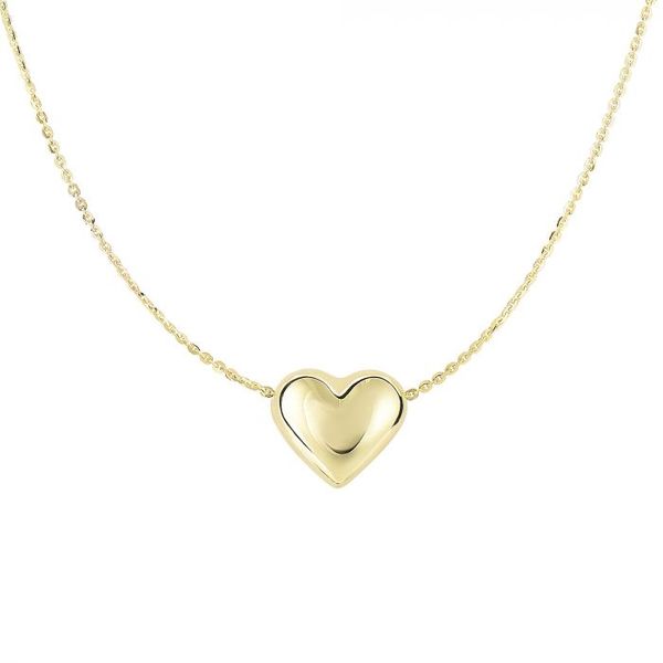Gold Puffed Heart Necklace Simones Jewelry, LLC Shrewsbury, NJ