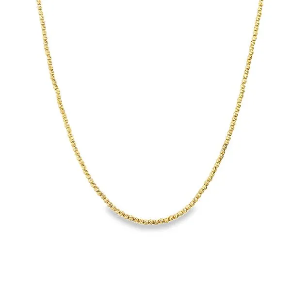Yellow Gold Diamond Cut Bead Necklace Simones Jewelry, LLC Shrewsbury, NJ