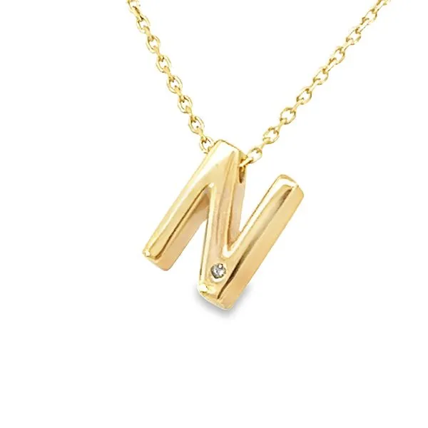 14K Initial M Necklace Image 2 Simones Jewelry, LLC Shrewsbury, NJ