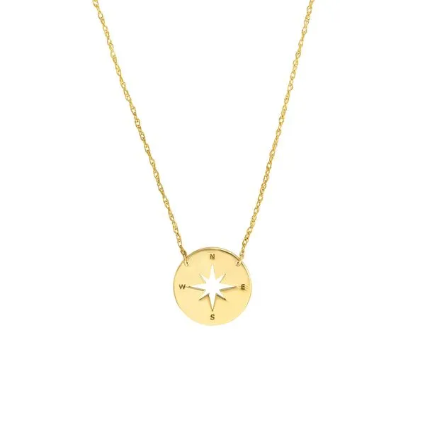 14K Compass Disc Necklace Image 2 Simones Jewelry, LLC Shrewsbury, NJ