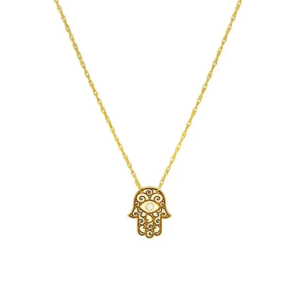 Yellow Gold Hamsa Diamond Necklace Simones Jewelry, LLC Shrewsbury, NJ
