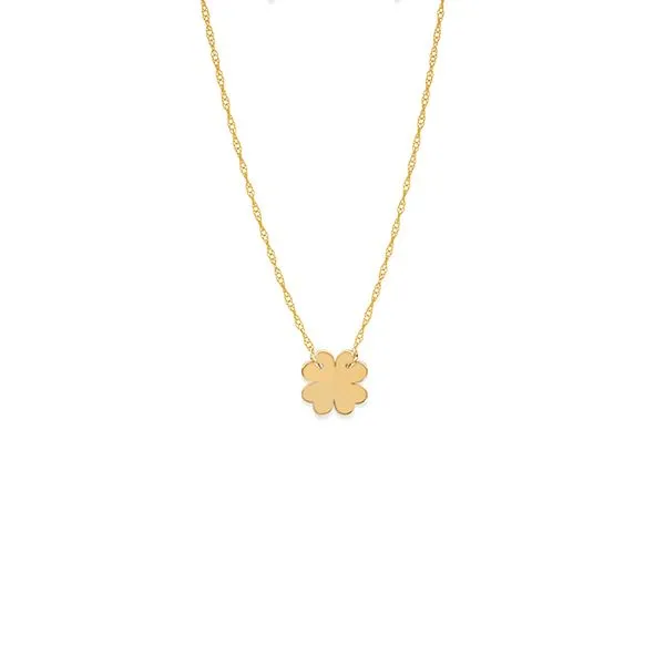 Yellow Gold Clover Necklace Image 3 Simones Jewelry, LLC Shrewsbury, NJ