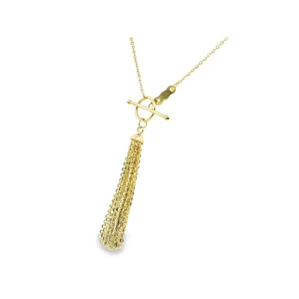 14K Yellow Toggle Tassle Necklace Image 3 Simones Jewelry, LLC Shrewsbury, NJ