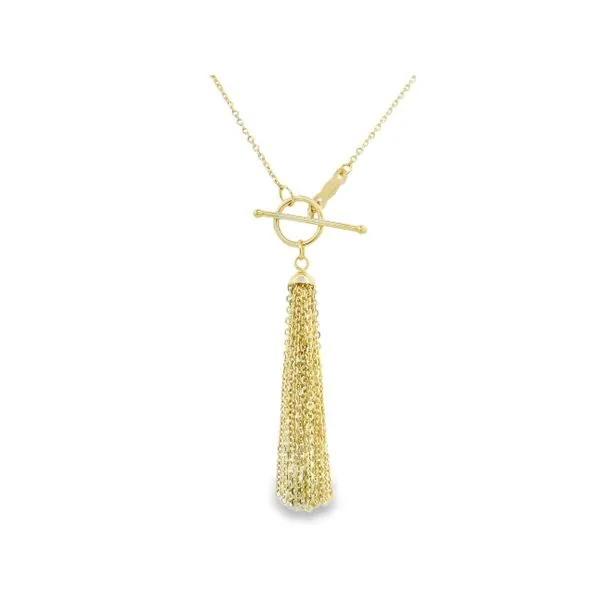 14K Yellow Toggle Tassle Necklace Simones Jewelry, LLC Shrewsbury, NJ