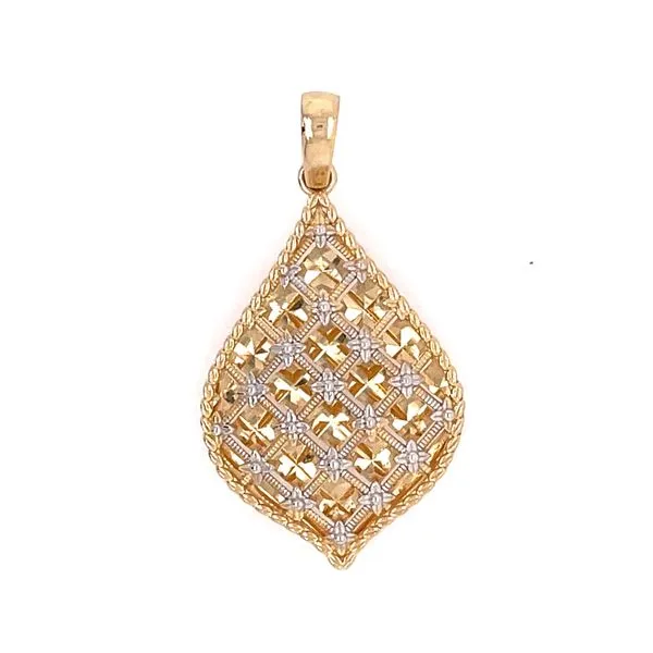 14K Yellow & White Diamond Cut Drop Pendant Simones Jewelry, LLC Shrewsbury, NJ