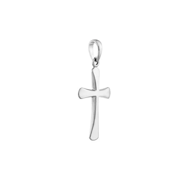 White Flare-Edged Cross Pendant Image 2 Simones Jewelry, LLC Shrewsbury, NJ