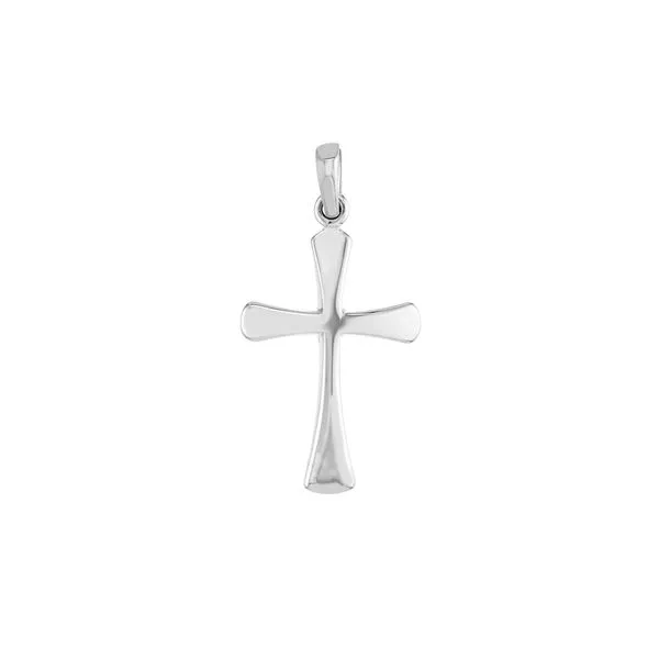 White Flare-Edged Cross Pendant Simones Jewelry, LLC Shrewsbury, NJ