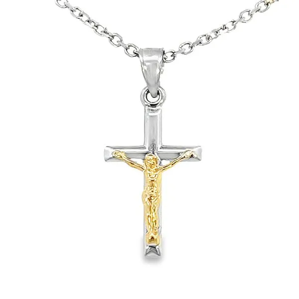 Gold Two Tone Crucifix Pendant Simones Jewelry, LLC Shrewsbury, NJ