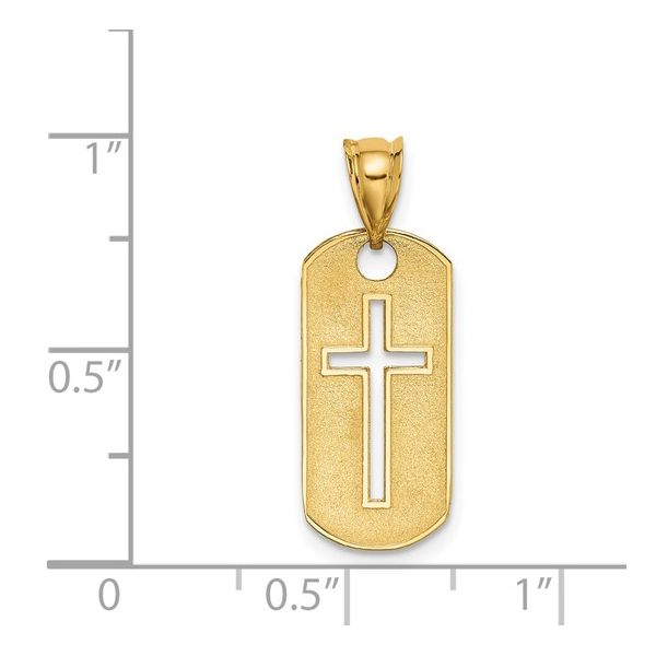 14K Yellow Tag W/ Cross Cut Out Image 2 Simones Jewelry, LLC Shrewsbury, NJ