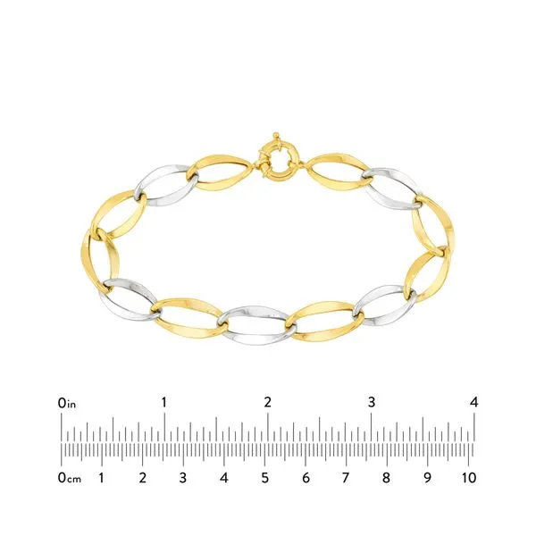 14K Yellow/White Gold Fancy Link Bracelet Image 2 Simones Jewelry, LLC Shrewsbury, NJ
