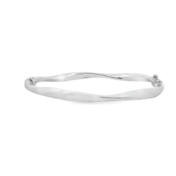 14K White Hinged Mobius Bangle Bracelet Image 2 Simones Jewelry, LLC Shrewsbury, NJ