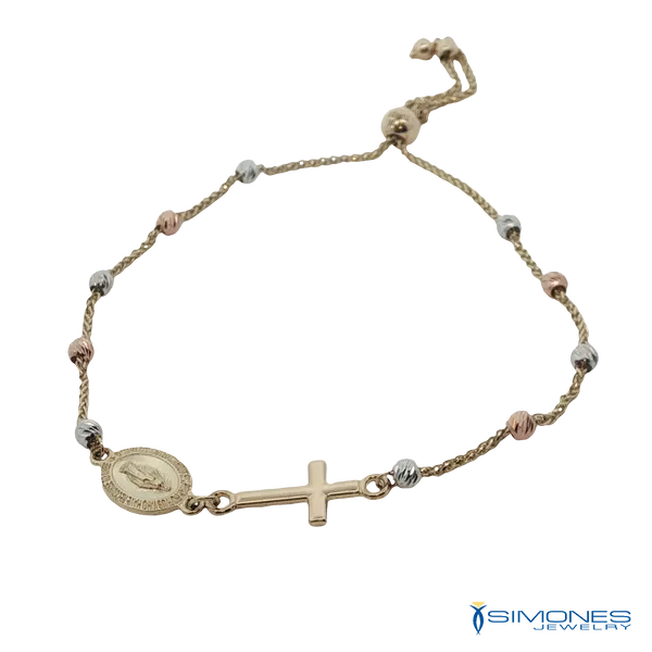 14K Tricolor Rosarie Bracelet Image 2 Simones Jewelry, LLC Shrewsbury, NJ