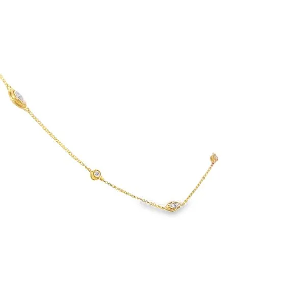 14K Yellow Gold Diamond Accent Anklet Image 2 Simones Jewelry, LLC Shrewsbury, NJ
