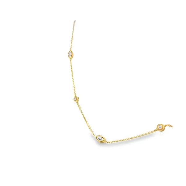 14K Yellow Gold Diamond Accent Anklet Image 3 Simones Jewelry, LLC Shrewsbury, NJ