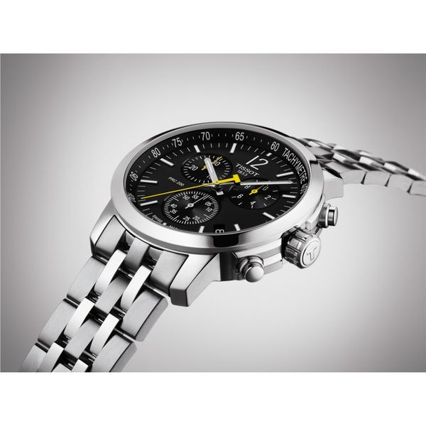 Tisoot PRC 200 Chronograph Watch with Stainless Steel Strap and Black Dial Image 2 Simones Jewelry, LLC Shrewsbury, NJ