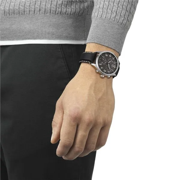 Tissot Chrono XL Gents Stainless Black Leather Black Dial Image 2 Simones Jewelry, LLC Shrewsbury, NJ