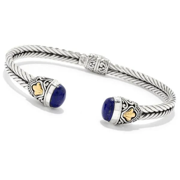 Sterling Silver & Gold Lapis Bangle Simones Jewelry, LLC Shrewsbury, NJ