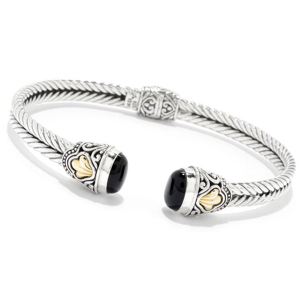 Sterling Silver & Gold  Onyx Bangle Simones Jewelry, LLC Shrewsbury, NJ