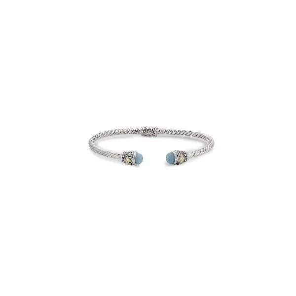 Sterling Silver & Gold Larimar Bangle Simones Jewelry, LLC Shrewsbury, NJ