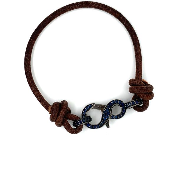 Leather Sapphire Lock Bracelet Simones Jewelry, LLC Shrewsbury, NJ