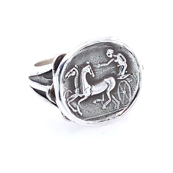 Sterling Silver Roman Antiqued Ring Image 2 Simones Jewelry, LLC Shrewsbury, NJ