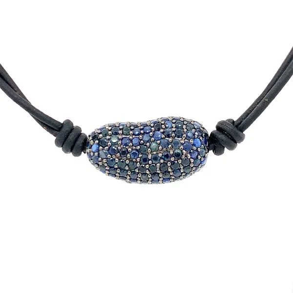 Leather Sapphire Nugget Necklace Simones Jewelry, LLC Shrewsbury, NJ