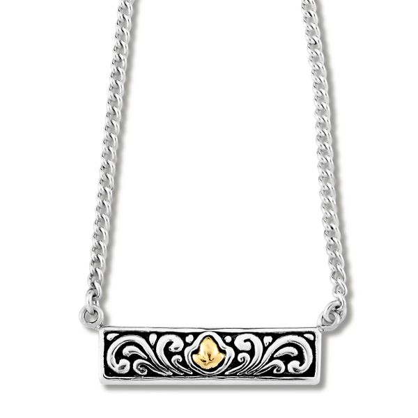 Sterling Silver & 18K Bar with Balinese Design Necklace Simones Jewelry, LLC Shrewsbury, NJ