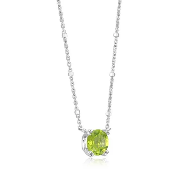 Sterling Silver Peridot Solitaire Necklace Image 2 Simones Jewelry, LLC Shrewsbury, NJ