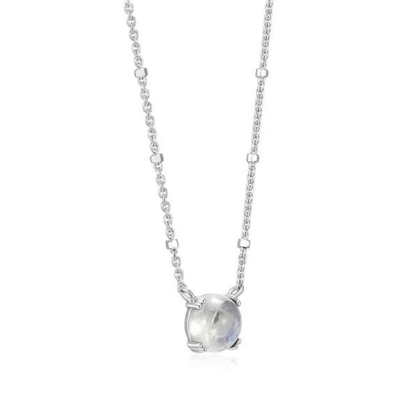 Sterling Silver Moonstone Solitaire Necklace Image 2 Simones Jewelry, LLC Shrewsbury, NJ