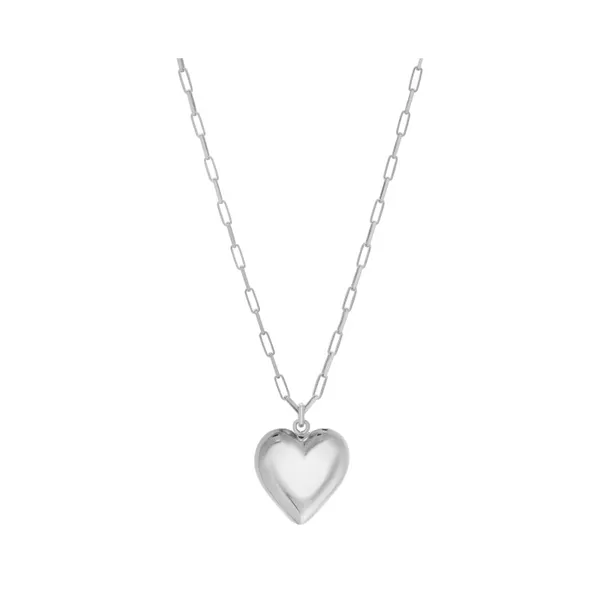 Silver Puffed Heart Pendant Necklace Simones Jewelry, LLC Shrewsbury, NJ