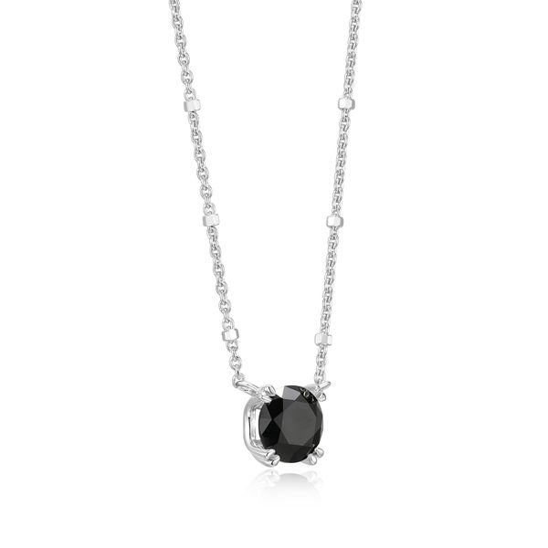 Sterling Silver Black Spinel Solitaire Necklace Image 2 Simones Jewelry, LLC Shrewsbury, NJ
