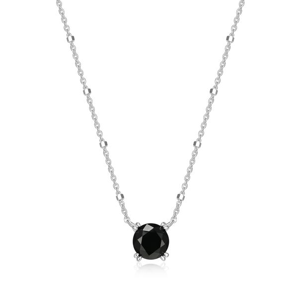 Sterling Silver Black Spinel Solitaire Necklace Simones Jewelry, LLC Shrewsbury, NJ