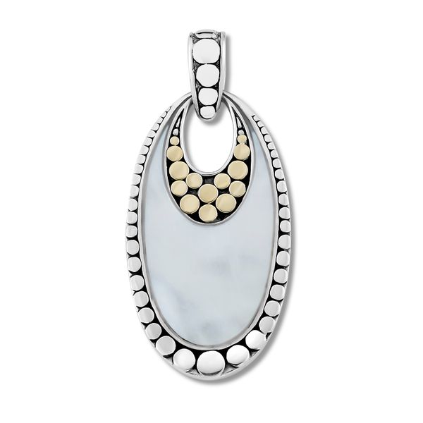 Sterling Silver/18K Gold Dot Design Mother of Pearl Pendant Simones Jewelry, LLC Shrewsbury, NJ