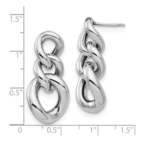 Sterling Silver Post Link Drop Earrings Image 2 Simones Jewelry, LLC Shrewsbury, NJ
