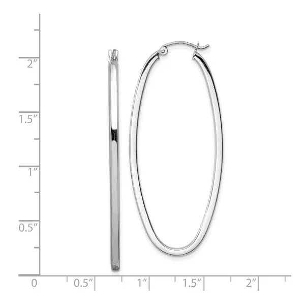 Sterling Silver Oval Long Hoop Earrings Image 2 Simones Jewelry, LLC Shrewsbury, NJ