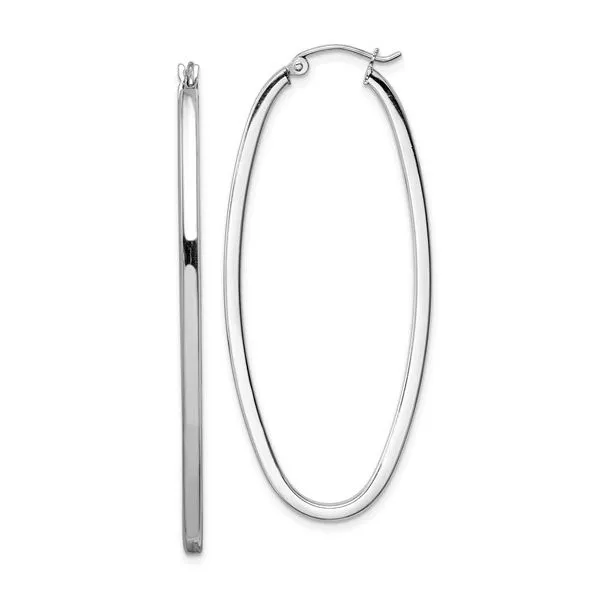 Sterling Silver Oval Long Hoop Earrings Simones Jewelry, LLC Shrewsbury, NJ