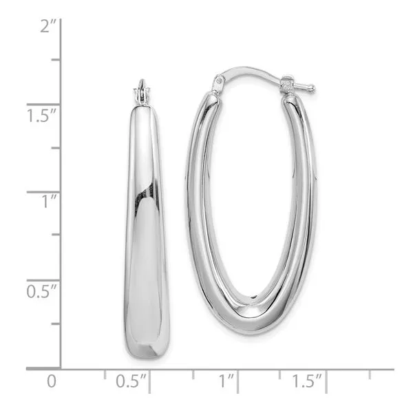 Sterling Silver Oval Puffed Hoop Earrings Image 2 Simones Jewelry, LLC Shrewsbury, NJ
