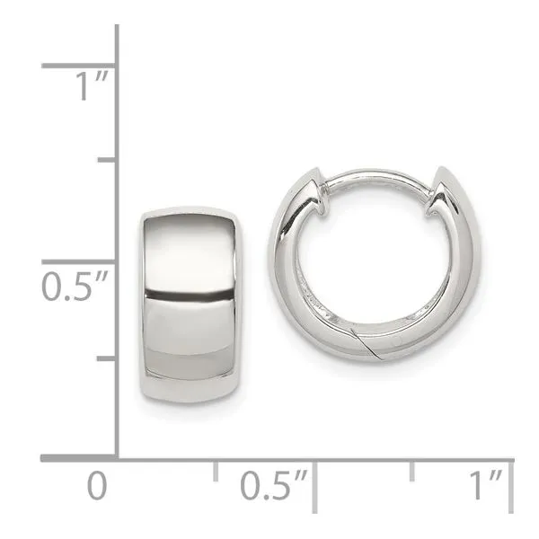 Sterling Silver Wide Huggie Earrings Image 2 Simones Jewelry, LLC Shrewsbury, NJ