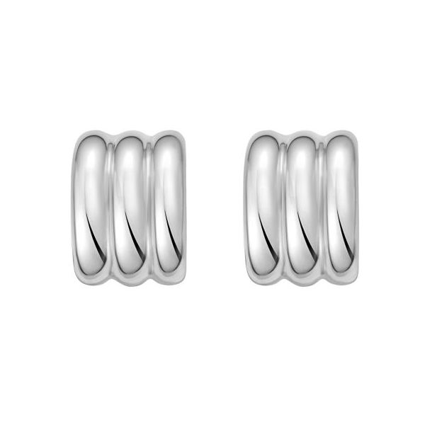 Silver Triple Row Earring Image 2 Simones Jewelry, LLC Shrewsbury, NJ