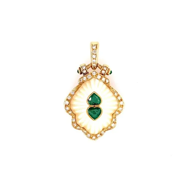 Estate Mother of Pearl & Emerald Pendant Image 2 Simones Jewelry, LLC Shrewsbury, NJ