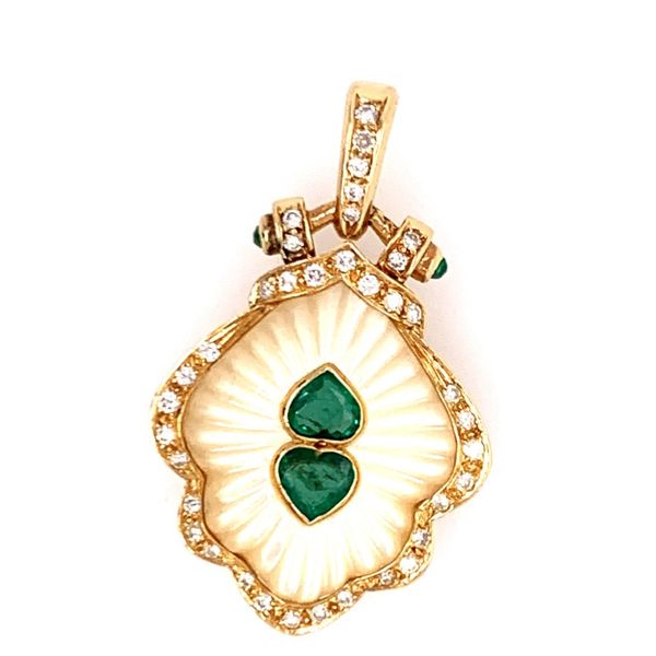 Estate Mother of Pearl & Emerald Pendant Simones Jewelry, LLC Shrewsbury, NJ